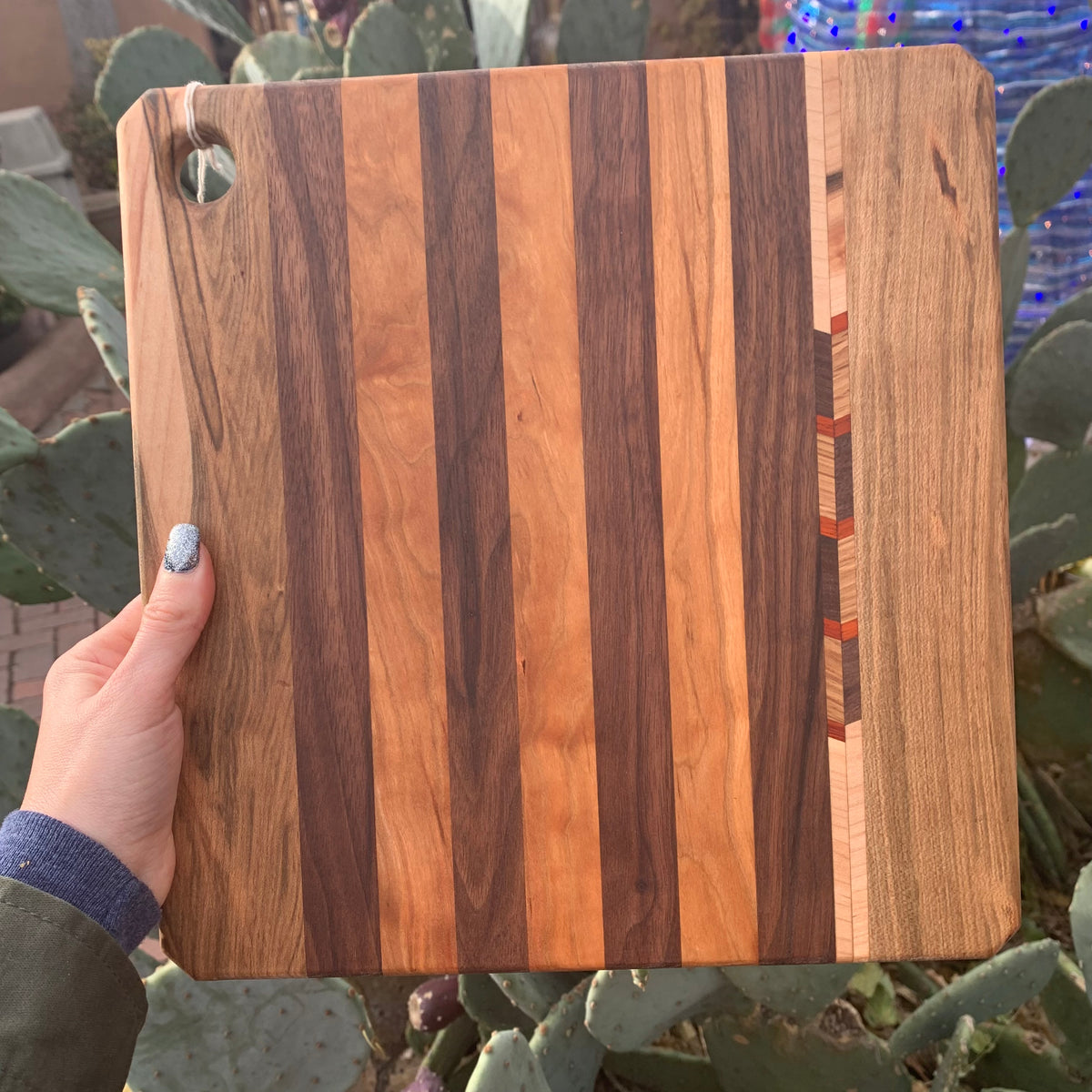 Turquoise Inlay Mesquite Wood Cutting Board Bread Board