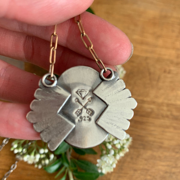 White Buffalo and Silver Shield pendant necklace