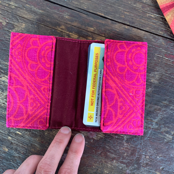 Retro pink flower handmade vintage fabric wallet
