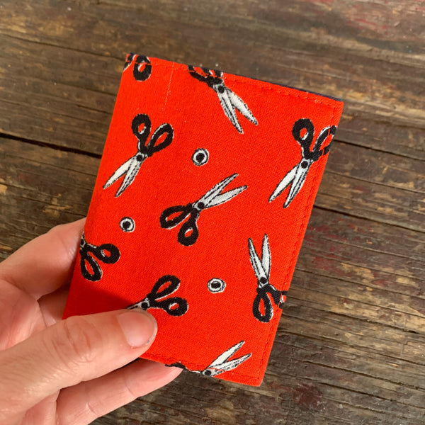 Red Scissors handmade vintage fabric wallet