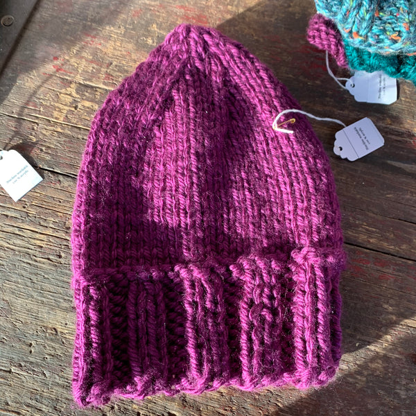 Deep Purple acrylic knit beanie