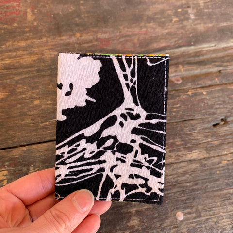 Black and white handmade vintage fabric wallet