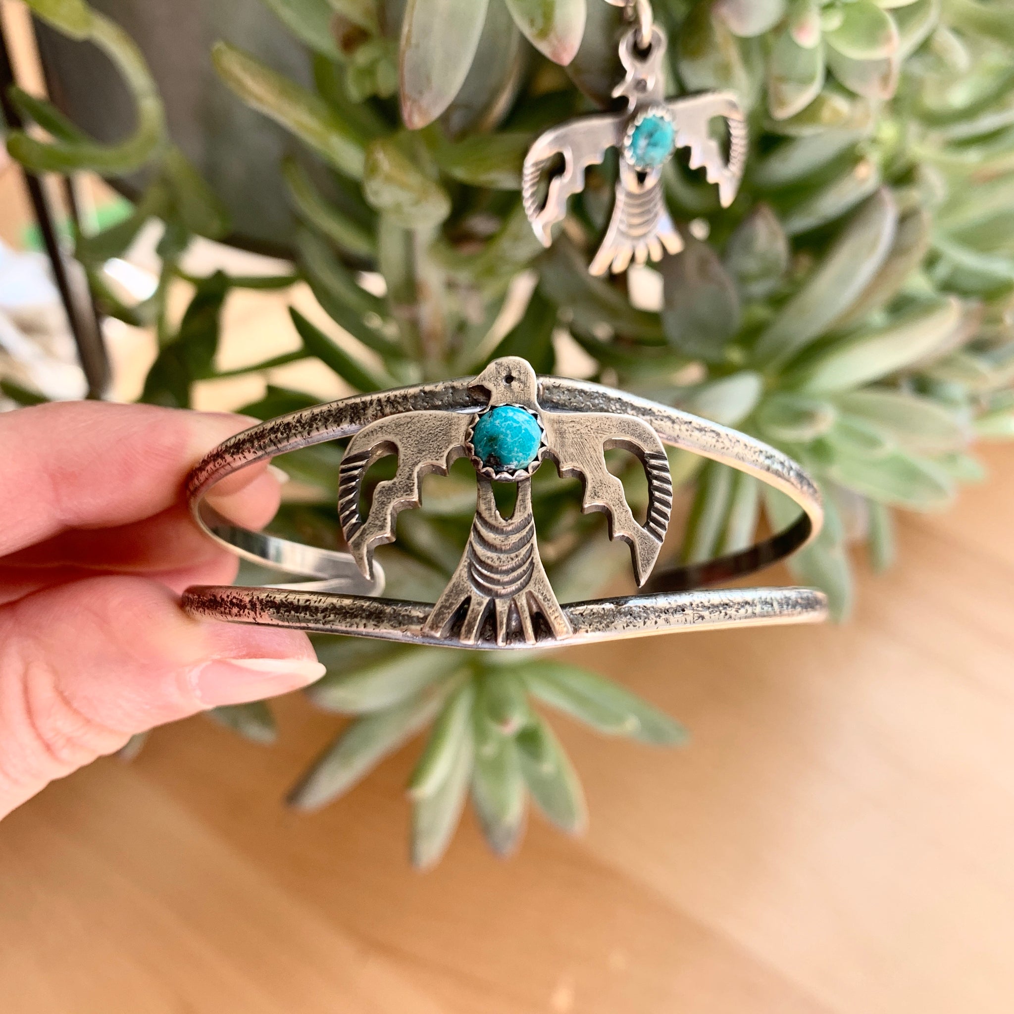 Sweet Silver Thunderbird Turquoise cuff bracelet