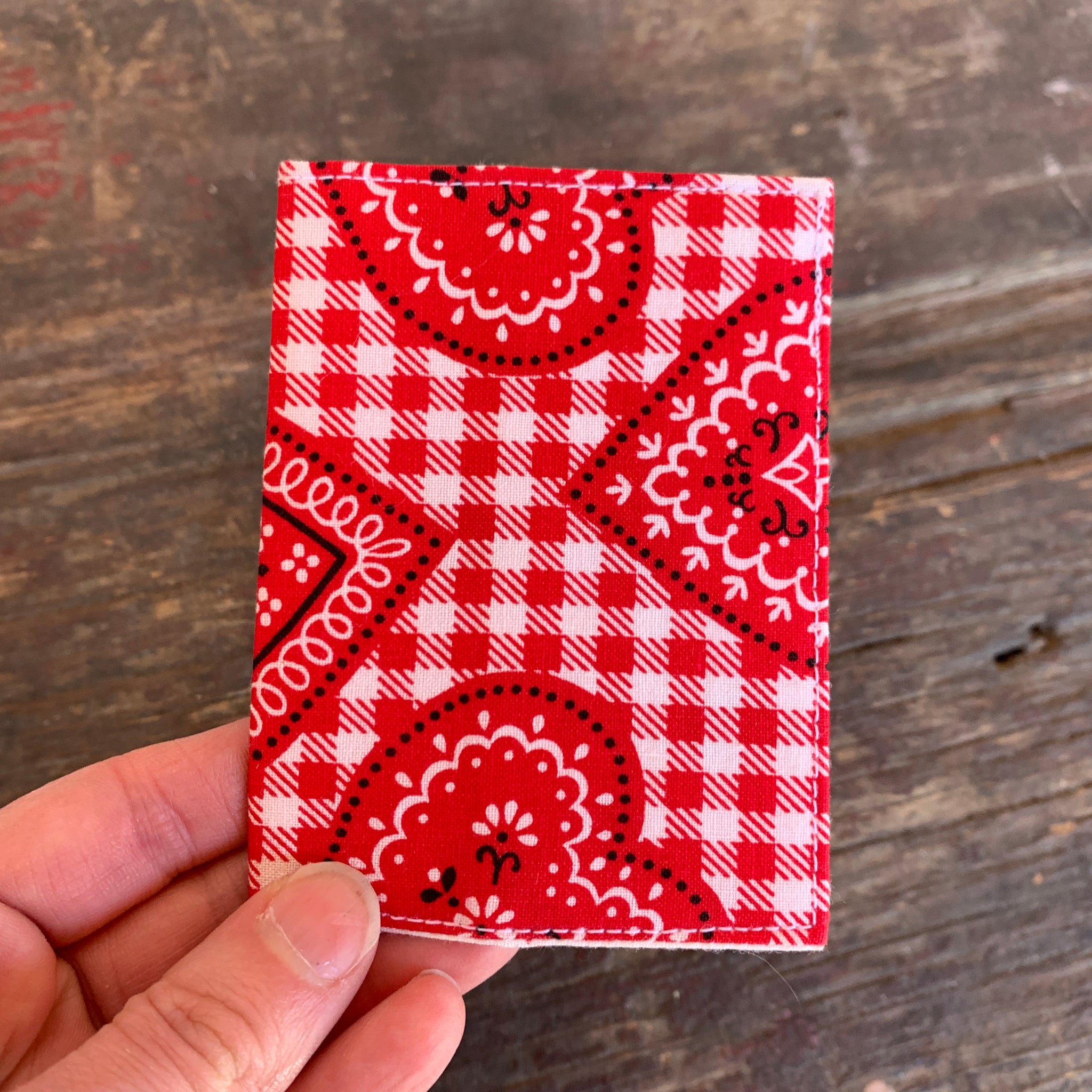 Gingham hearts handmade vintage fabric wallet